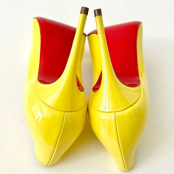 CHRISTIAN LOUBOUTIN | Pigalle Follies 85 Patent Leather Yellow Citronnade US 7 - Picture 13 of 15